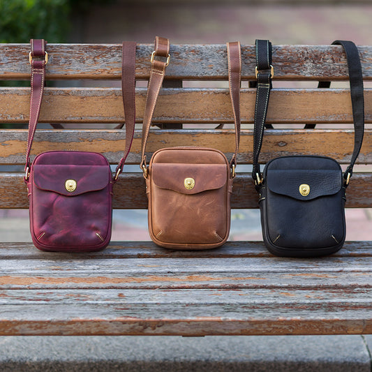 Women's & Men's Leather Genuine Turtle Hook Eye Closure Shoulder Bags