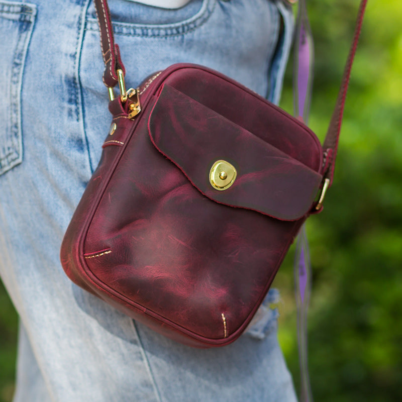 Women's & Men's Leather Genuine Turtle Hook Eye Closure Shoulder Bags