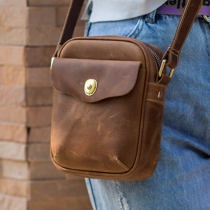 Women's & Men's Leather Genuine Turtle Hook Eye Closure Shoulder Bags
