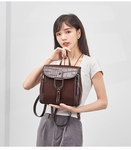 Women's Genuine Leather Fashion Retro Trendy Backpacks