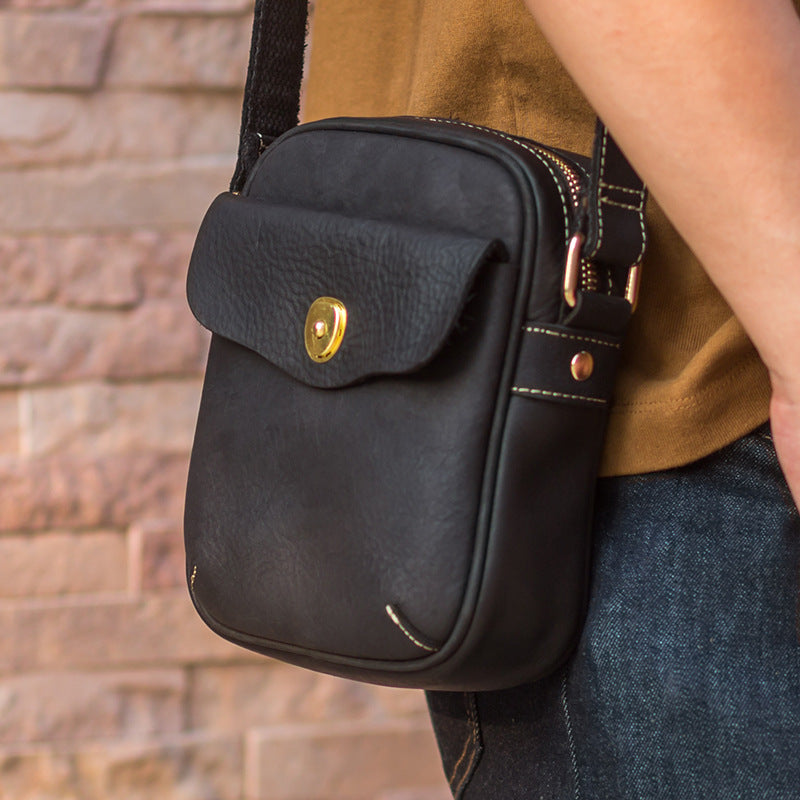 Women's & Men's Leather Genuine Turtle Hook Eye Closure Shoulder Bags