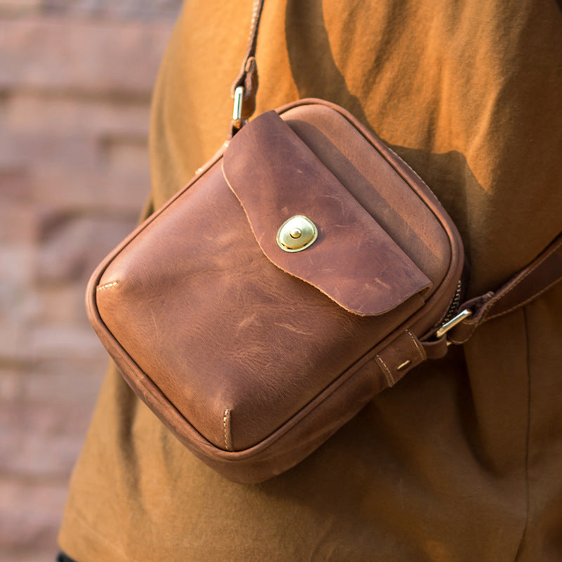 Women's & Men's Leather Genuine Turtle Hook Eye Closure Shoulder Bags