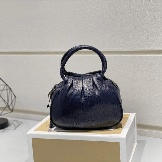 Women's Female First Layer Cowhide Leather Cloud Bags