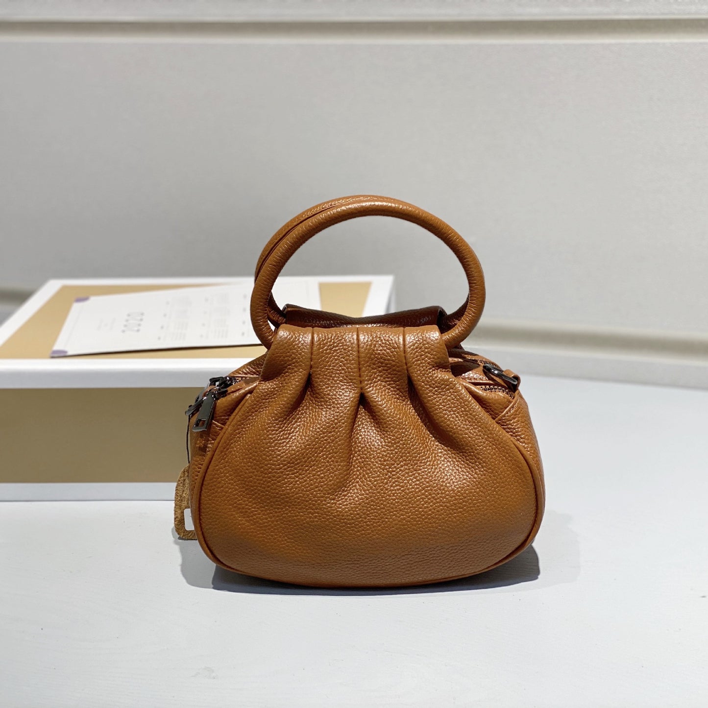 Women's Female First Layer Cowhide Leather Cloud Bags