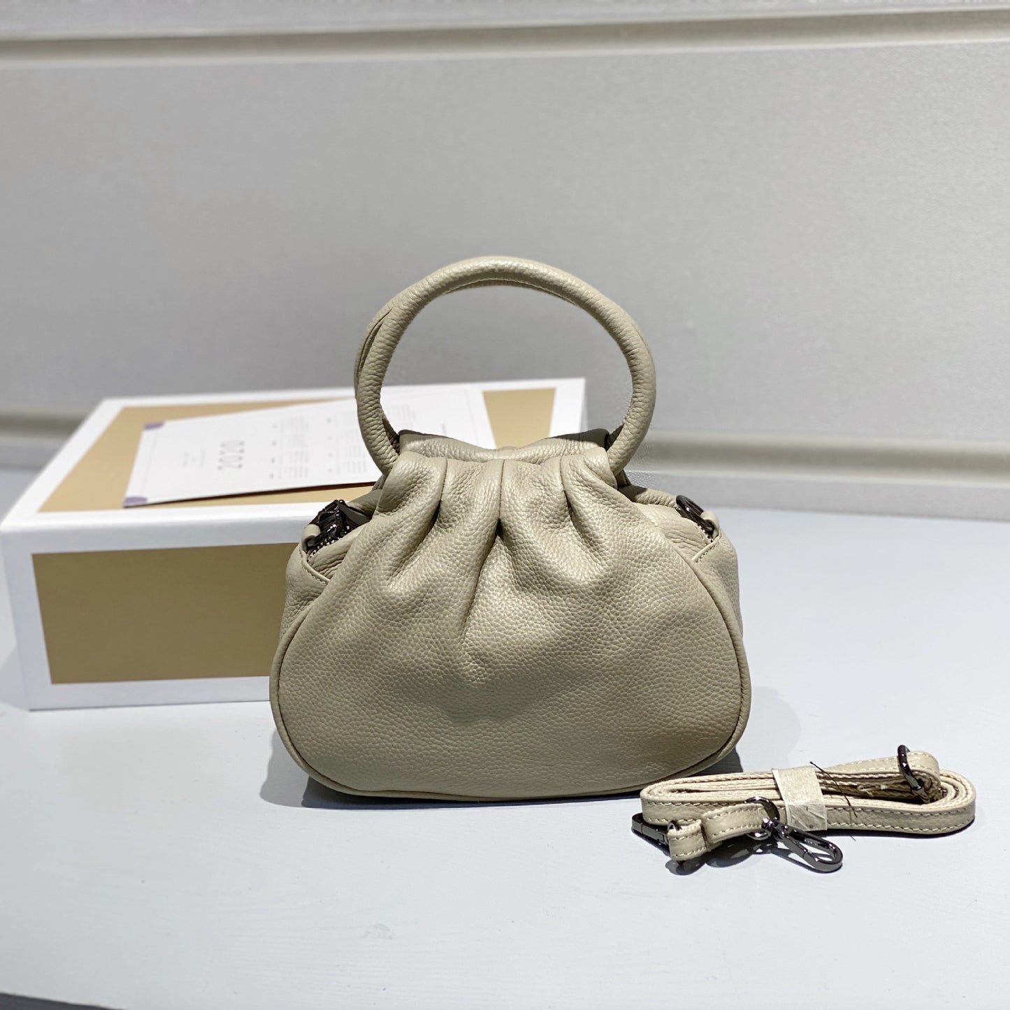 Women's Female First Layer Cowhide Leather Cloud Bags