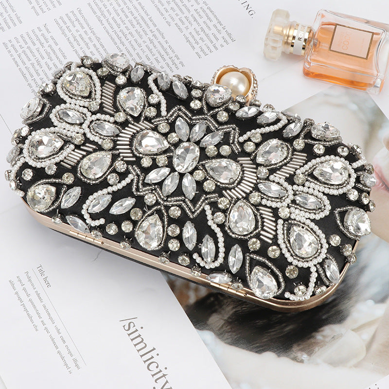 Women's Embroidery Rhinestone Beaded Diamond Clutch Dinner Evening Bags