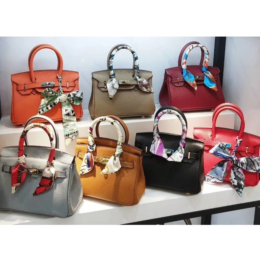 Women's Layer Cowhide Lychee Pattern Crocodile Portable Handbags