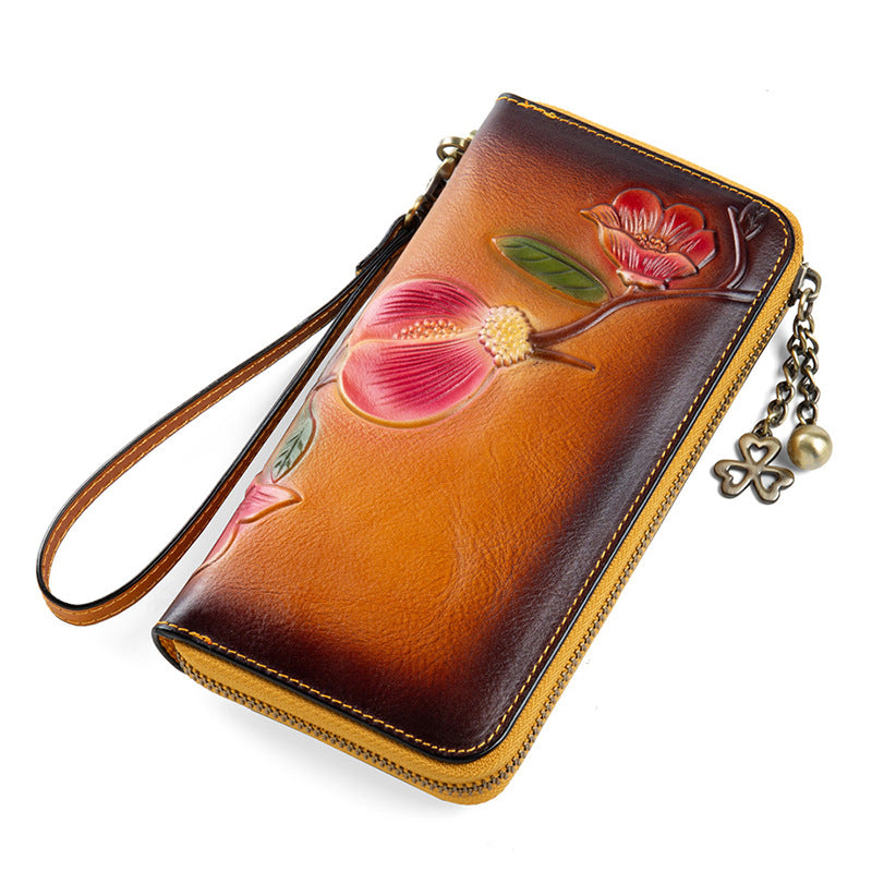 Women's Genuine Leather Long First Layer Cowhide Ladies Wallets