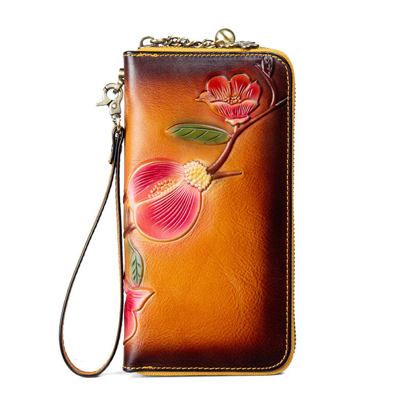 Women's Genuine Leather Long First Layer Cowhide Ladies Wallets