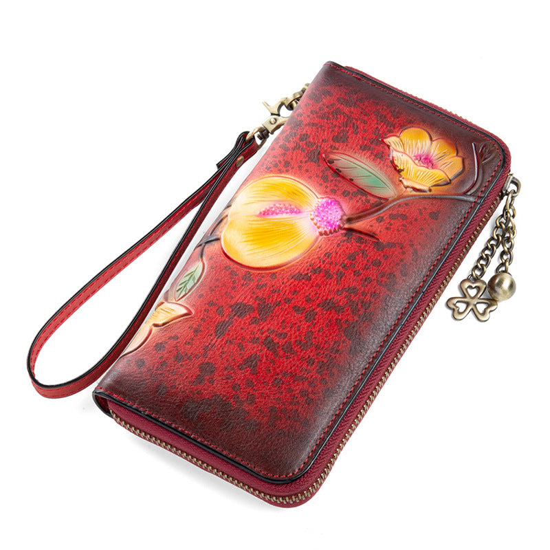 Women's Genuine Leather Long First Layer Cowhide Ladies Wallets