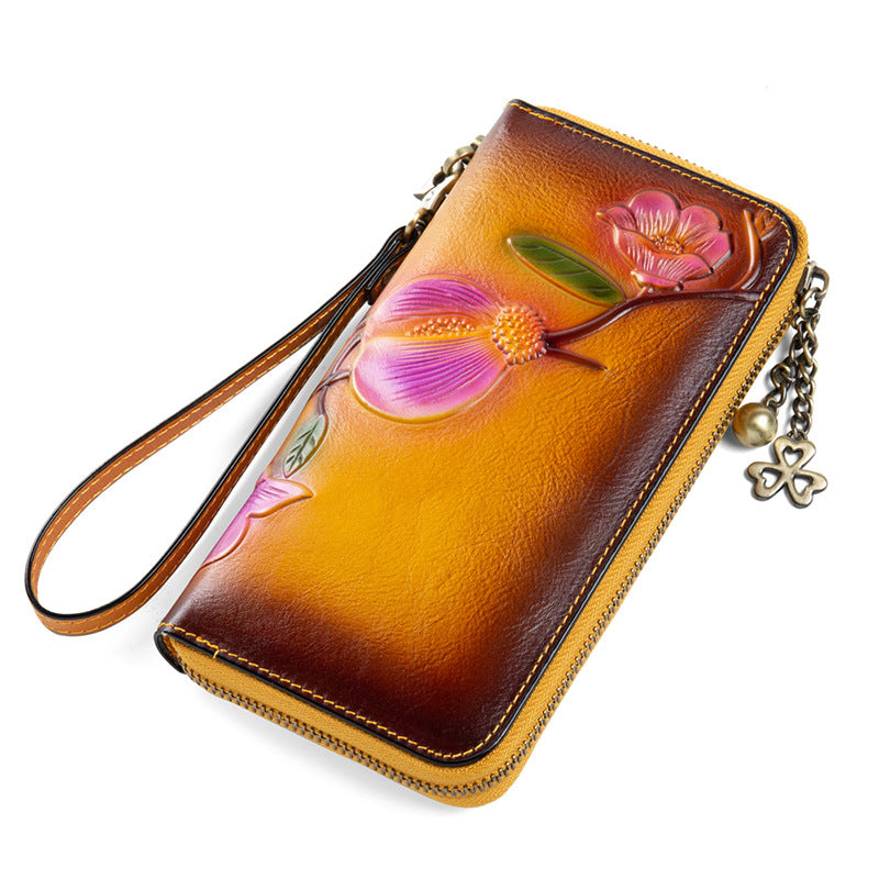 Women's Genuine Leather Long First Layer Cowhide Ladies Wallets