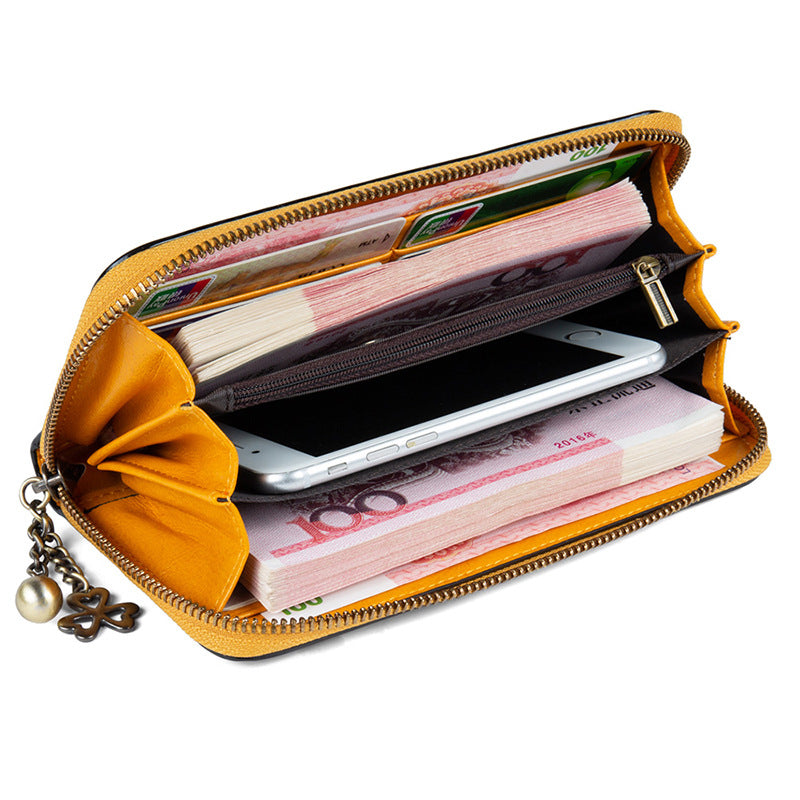 Women's Genuine Leather Long First Layer Cowhide Ladies Wallets