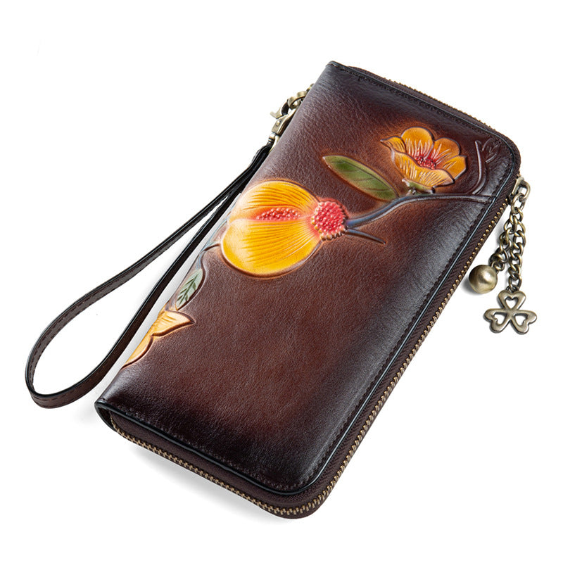 Women's Genuine Leather Long First Layer Cowhide Ladies Wallets