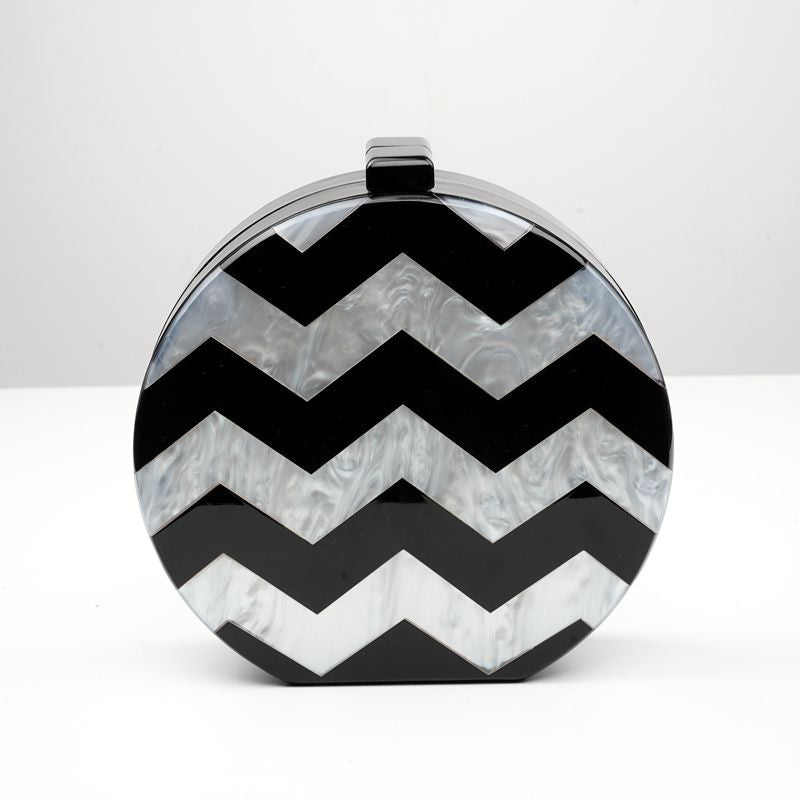 Stripe Stitching Acrylic Fashion Street Shooting Clutch Bags
