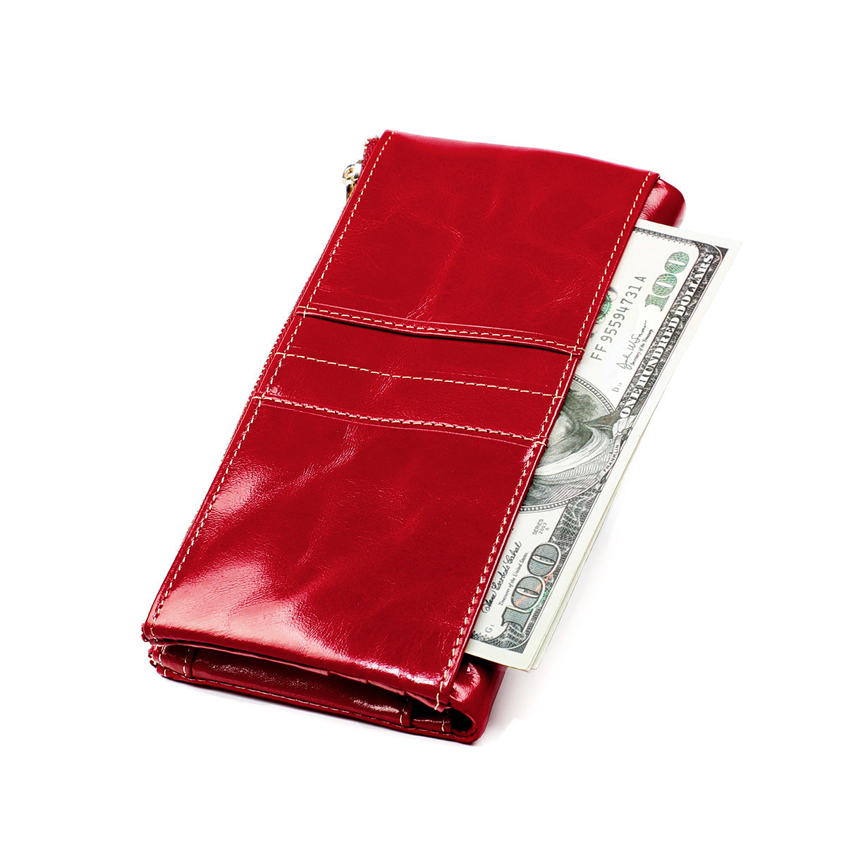 Women's Oil Wax Leather Korean Fashion Mobile Clutch Ladies Wallets
