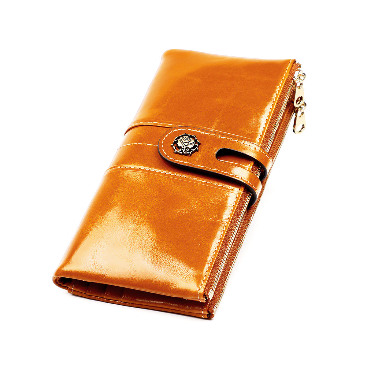 Women's Oil Wax Leather Korean Fashion Mobile Clutch Ladies Wallets