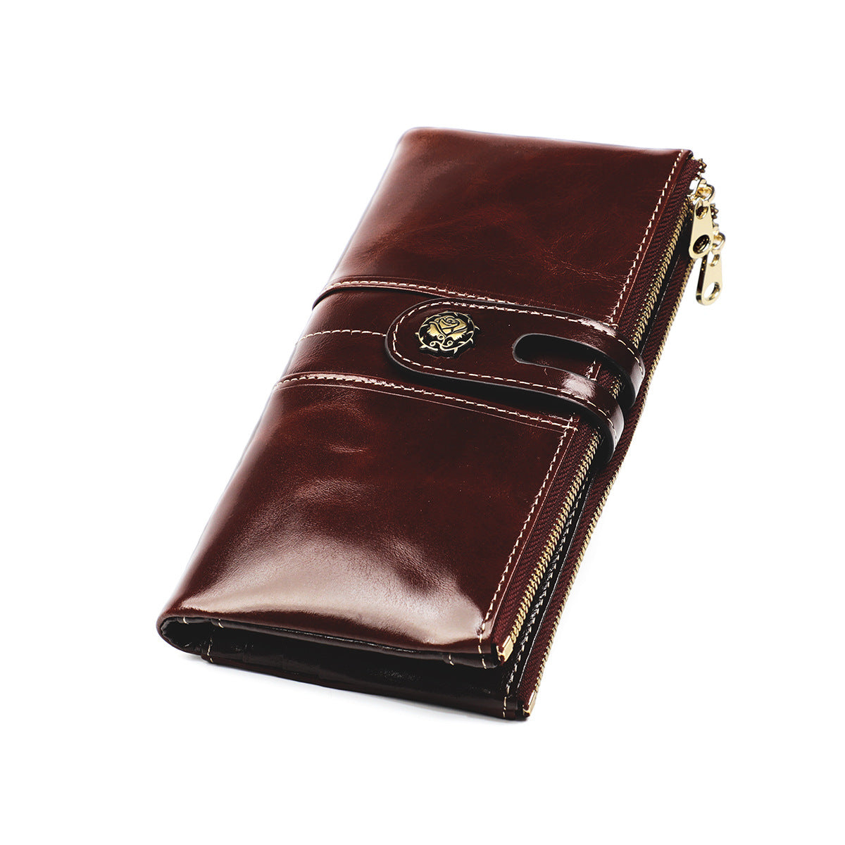 Women's Oil Wax Leather Korean Fashion Mobile Clutch Ladies Wallets