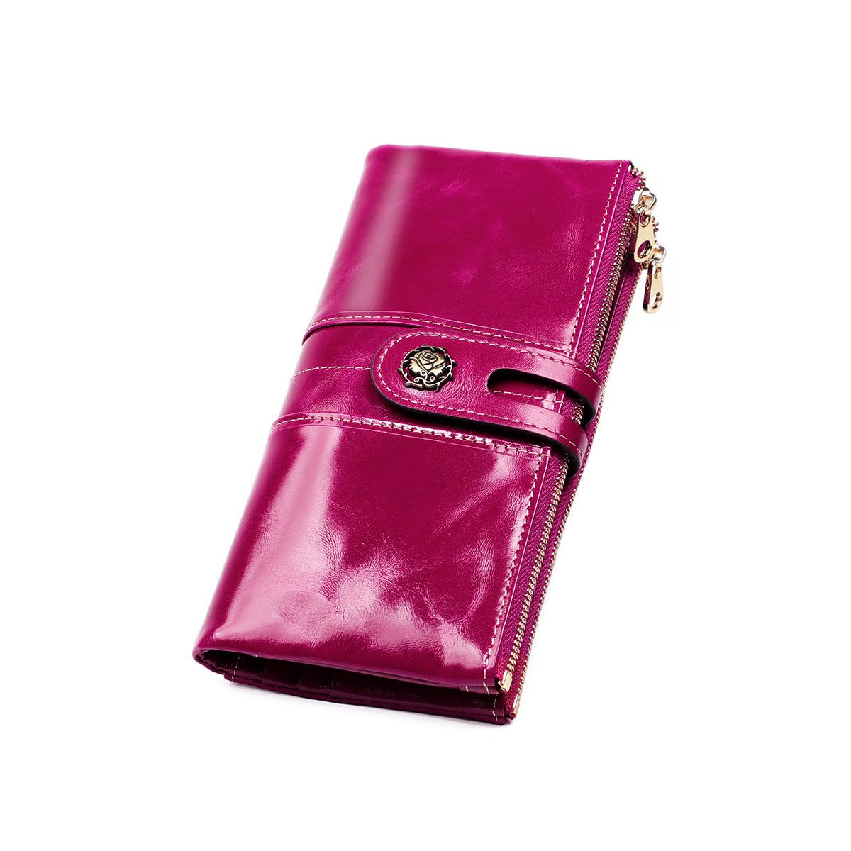 Women's Oil Wax Leather Korean Fashion Mobile Clutch Ladies Wallets