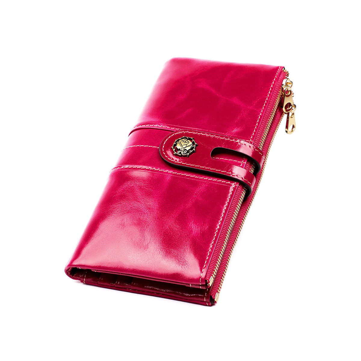 Women's Oil Wax Leather Korean Fashion Mobile Clutch Ladies Wallets