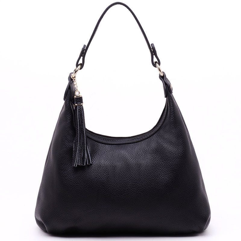 Women's Tassel Portable Dumpling First Layer Cowhide Shoulder Bags