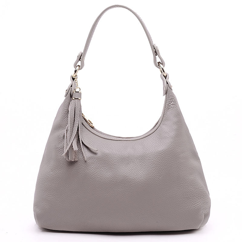 Women's Tassel Portable Dumpling First Layer Cowhide Shoulder Bags