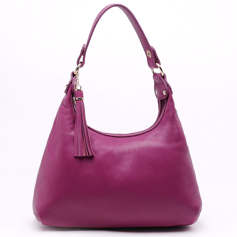 Women's Tassel Portable Dumpling First Layer Cowhide Shoulder Bags