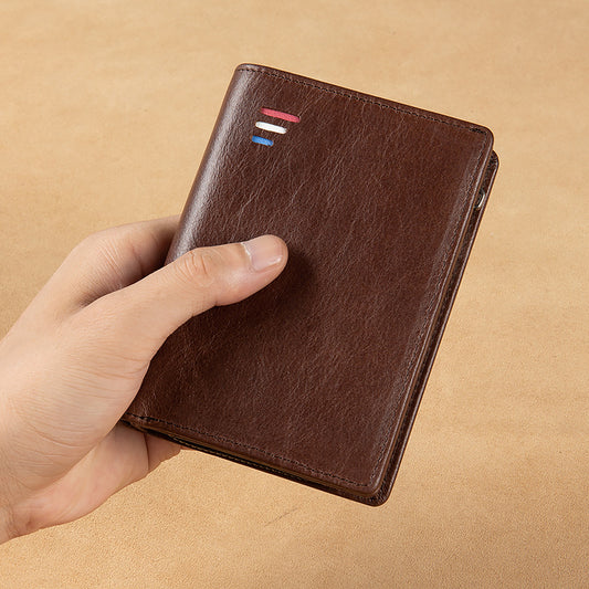 Short First Layer Cowhide Large Capacity Men's Wallets