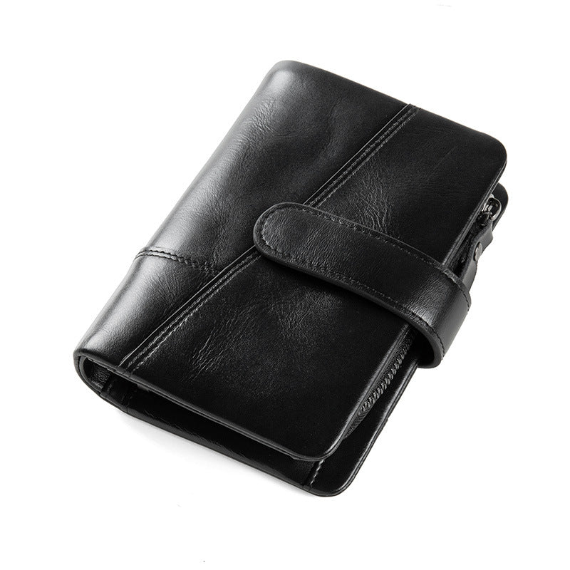 Men's Retro Short First Layer Cowhide Swiping Large Capacity Men's Wallets