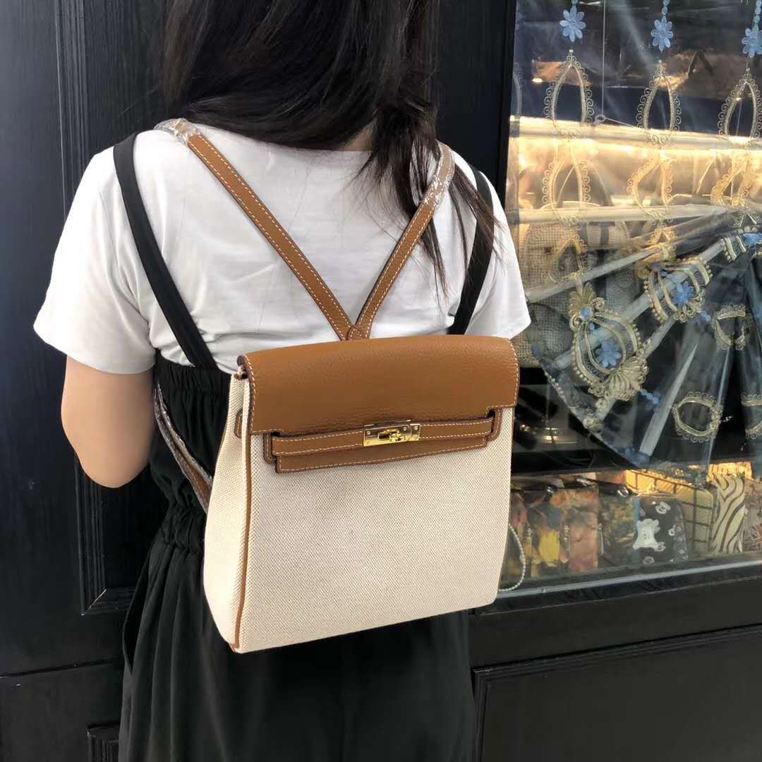 Women's Lychee Pattern Top Layer Leather For Backpacks