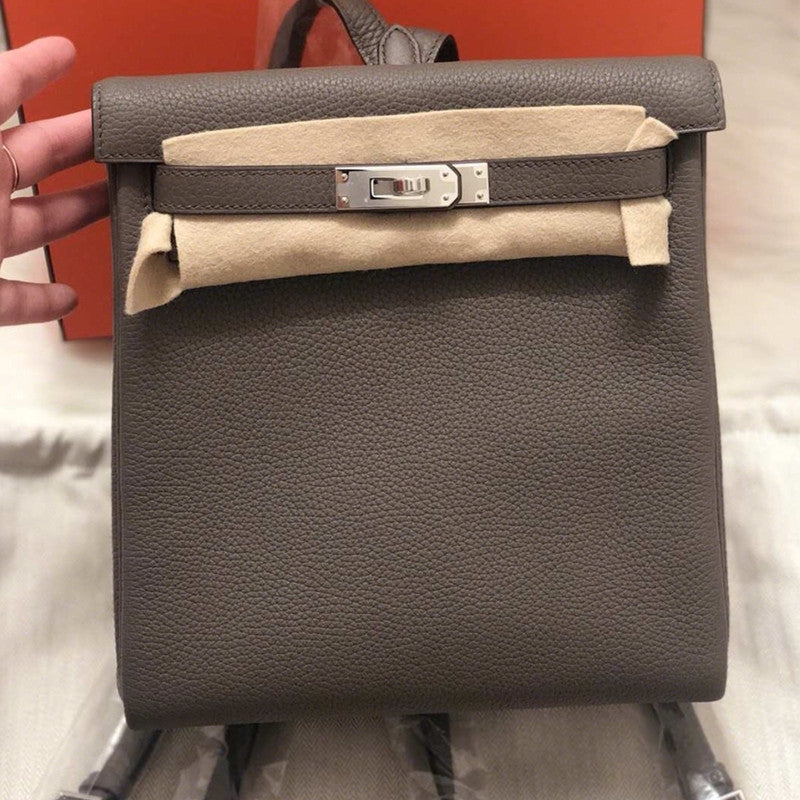 Women's Lychee Pattern Top Layer Leather For Backpacks