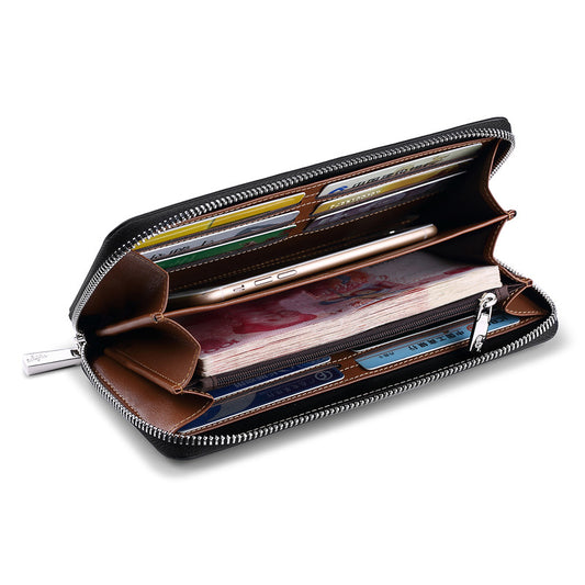 Men's Cowhide Pure Leather Multiple Slots Genuine Men's Wallets