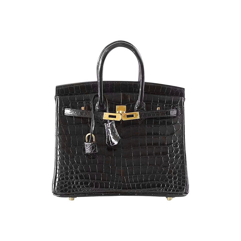 Women's Crocodile Pattern Fashion Cowhide Portable Leather Shoulder Bags