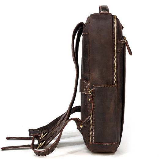 Men's Retro Genuine Leather Crazy Horse Computer Backpacks
