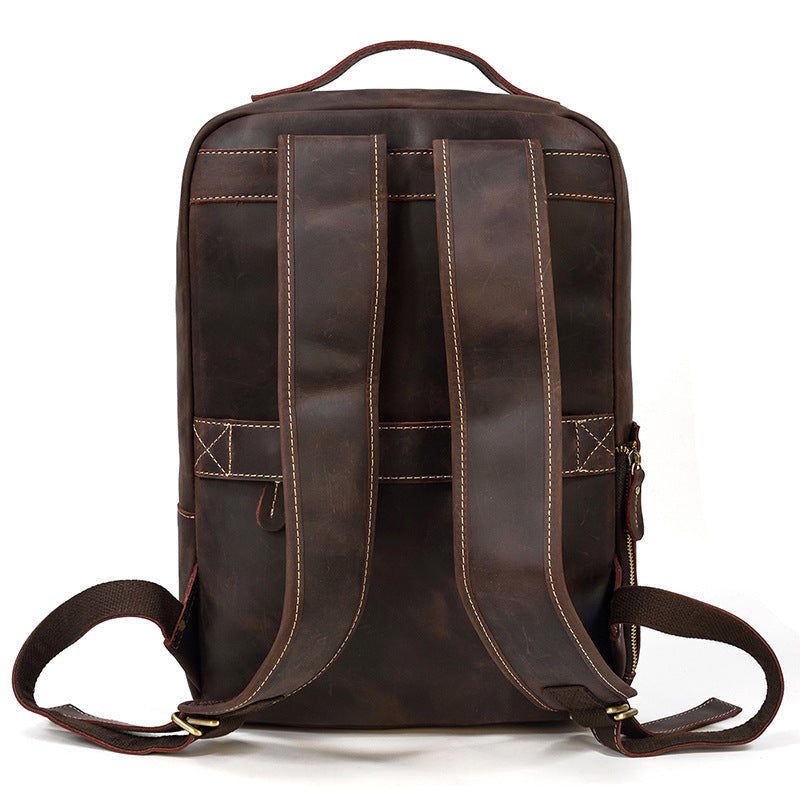 Men's Retro Genuine Leather Crazy Horse Computer Backpacks