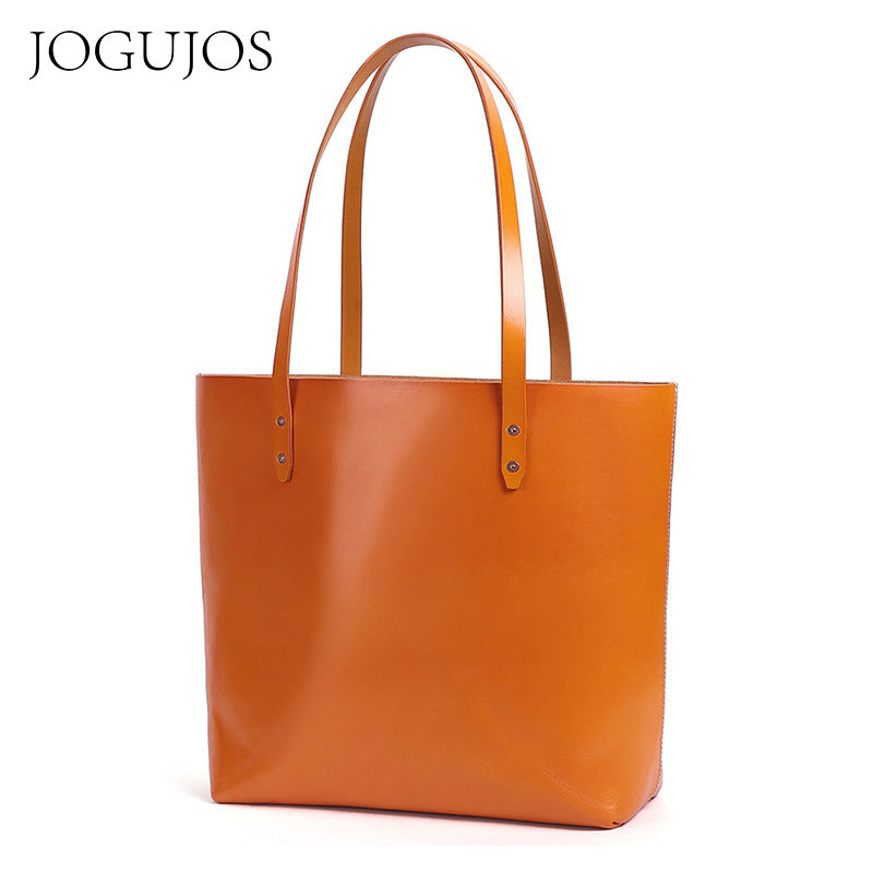 Women's Tanned Leather Large Capacity Commuter First Layer Cowhide Shoulder Bags
