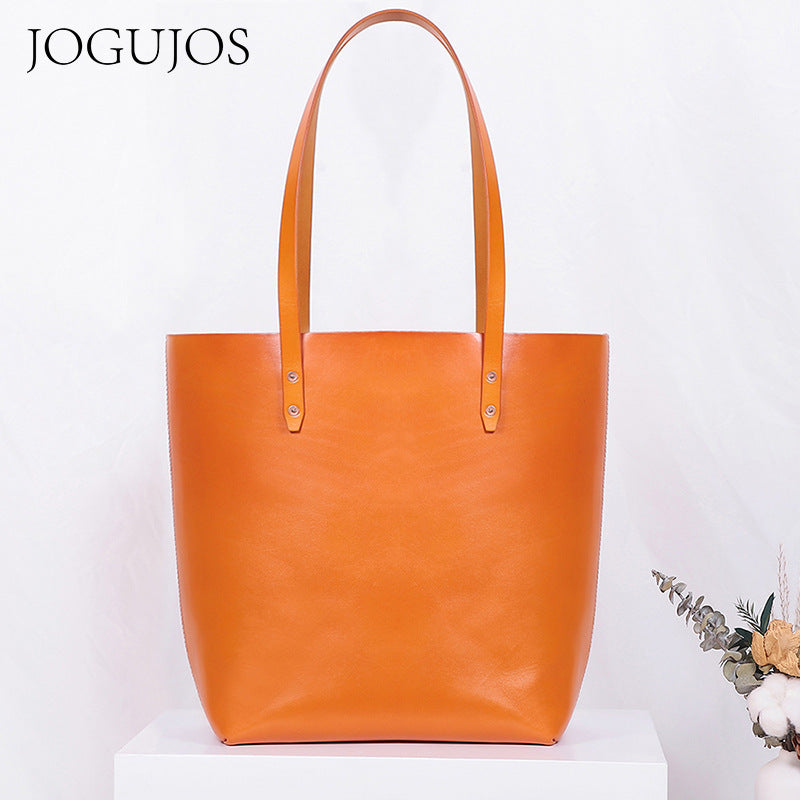 Women's Tanned Leather Large Capacity Commuter First Layer Cowhide Shoulder Bags