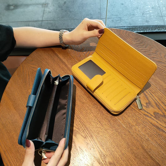 Women's Long Clutch Genuine Leather Fashionable Simple Two-fold Ladies Wallets