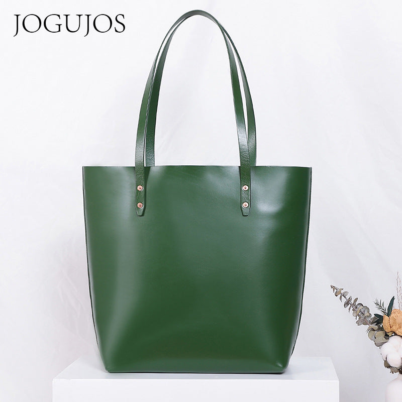Women's Tanned Leather Large Capacity Commuter First Layer Cowhide Shoulder Bags