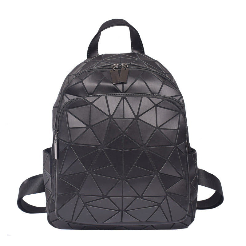 Women's Luminous Geometric Rhombus Zipper Trendy Matching Backpacks