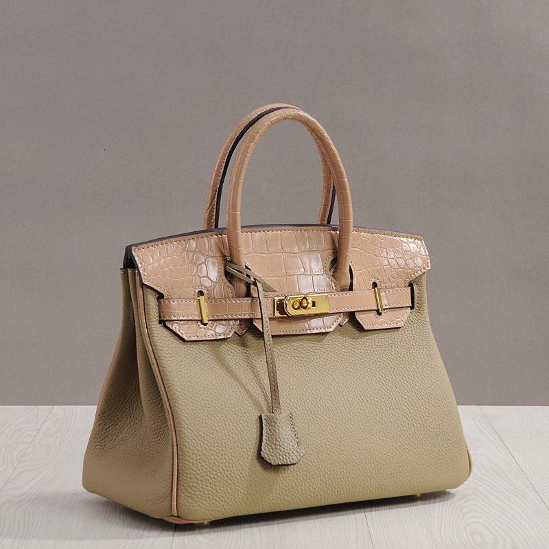 Women's Fashion Top Layer Cowhide Lychee Pattern Crossbody Bags