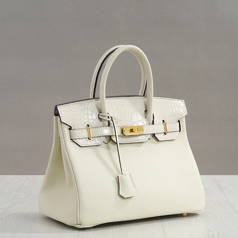 Women's Fashion Top Layer Cowhide Lychee Pattern Crossbody Bags