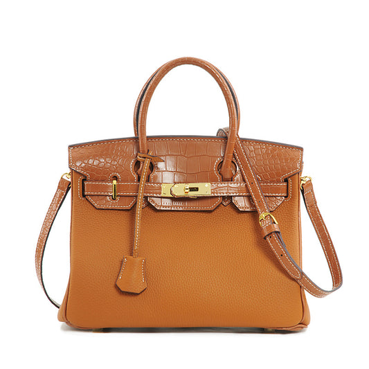 Women's Fashion Top Layer Cowhide Lychee Pattern Crossbody Bags
