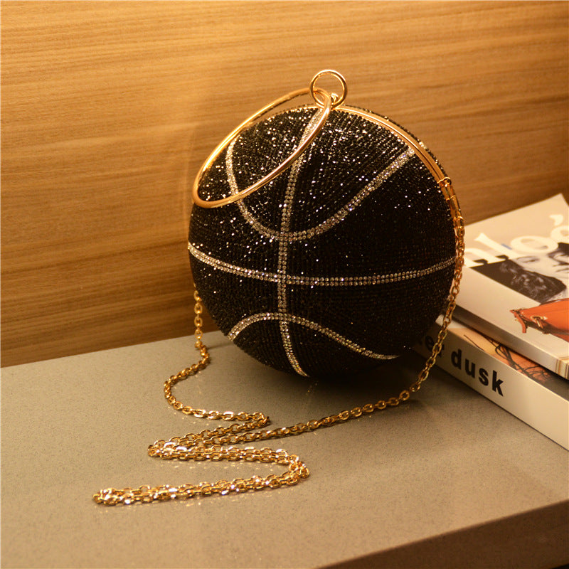 Women's Personalized Plastic Diamond Spherical Rhinestone Basketball Dinner Evening Bags