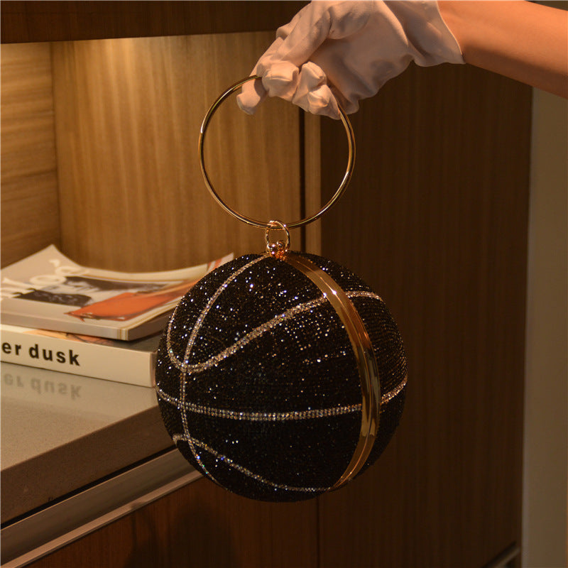 Women's Personalized Plastic Diamond Spherical Rhinestone Basketball Dinner Evening Bags