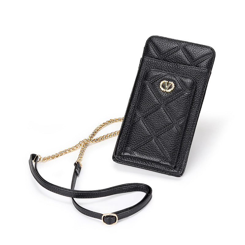 Women's Leather Chain Simple Vertical Mini Cell Crossbody Bags