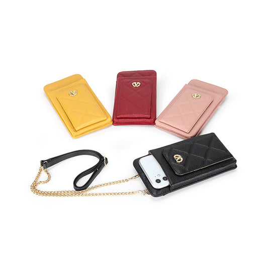 Women's Leather Chain Simple Vertical Mini Cell Crossbody Bags