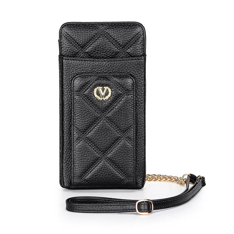 Women's Leather Chain Simple Vertical Mini Cell Crossbody Bags