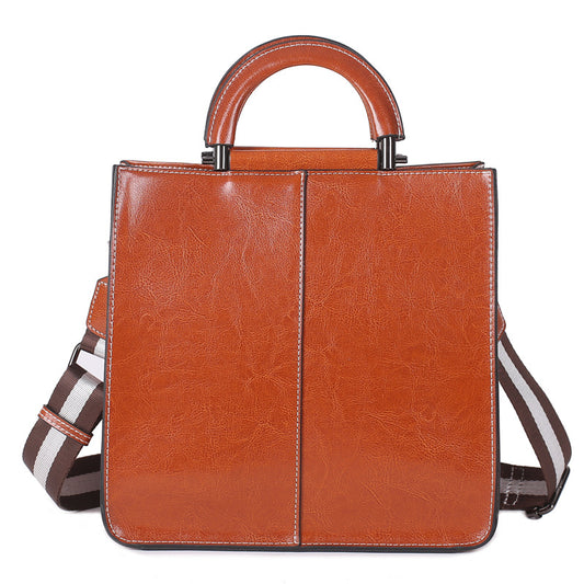 Women's Stitching Leather Fashion Style Cowhide Shoulder Bags