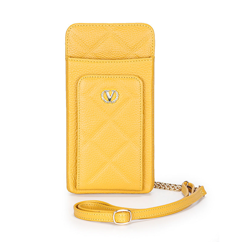Women's Leather Chain Simple Vertical Mini Cell Crossbody Bags
