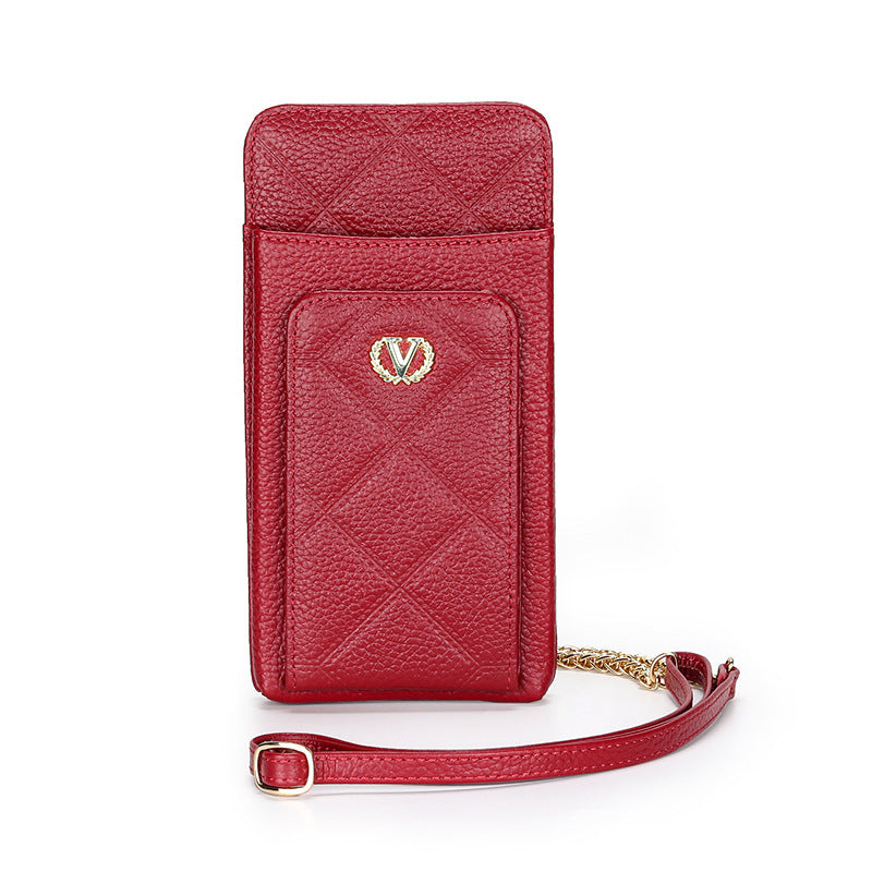 Women's Leather Chain Simple Vertical Mini Cell Crossbody Bags